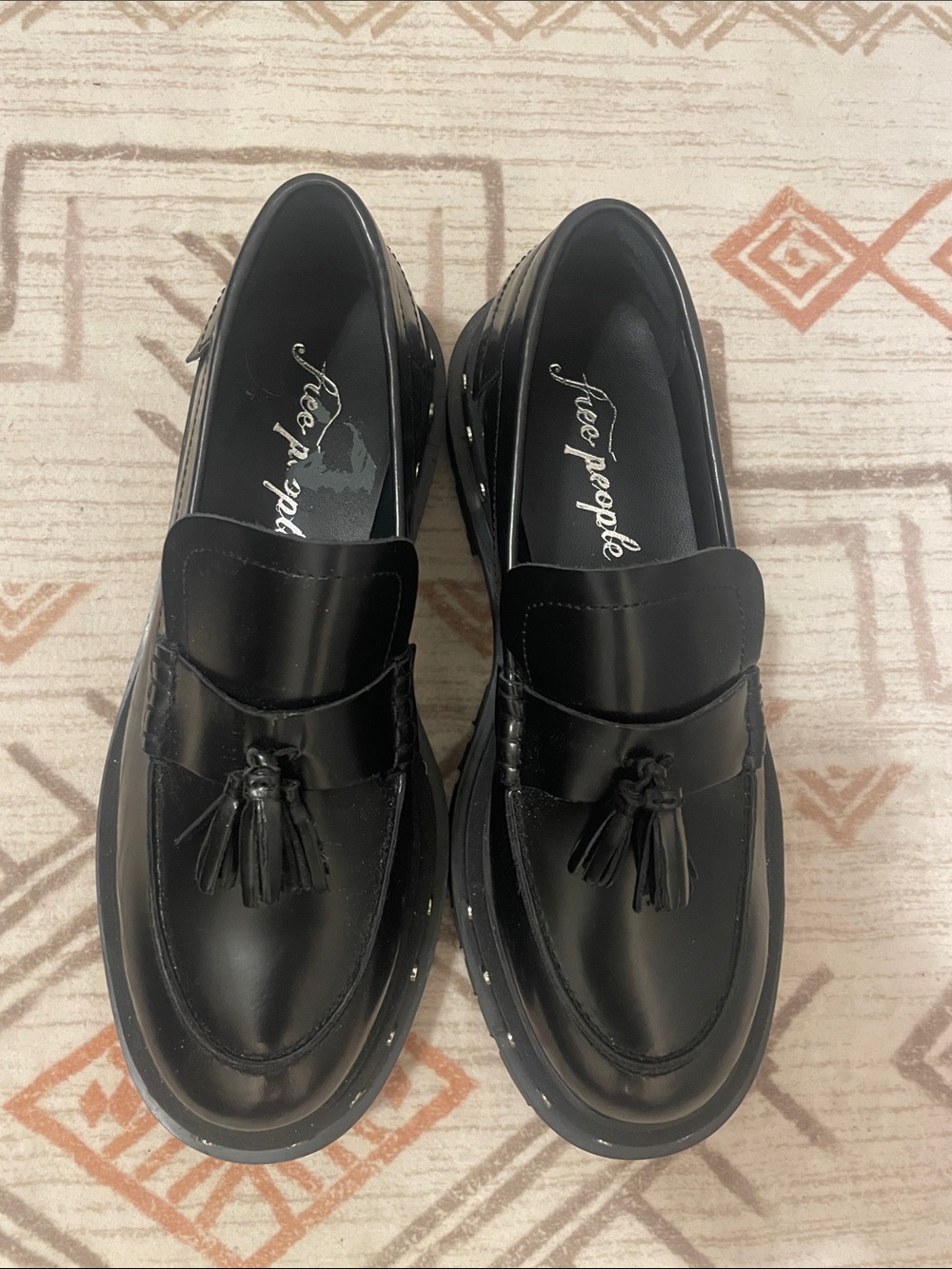 NEW Free People Leather Teagan Tassel Platform Loafer 🖤